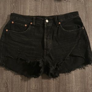 Levi’s High-Rise Black Denim Shorts